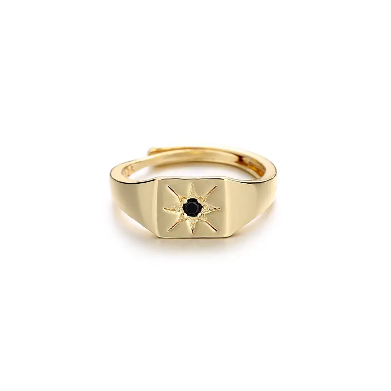 Fashion Jewelry 18K Gold Plated Open Ring 8 Star Light Single Diamond Zircon Sunflower Ring
