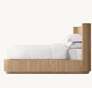 Новый дизайн, популярная тканевая кровать для спальни, деревянная кровать из дуба, ручной работы - Product Image 3