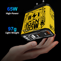 Chargeur PD 65W GaN à charge rapide, double port, adapté pour ordinateur, tablette, adaptateur de voyage