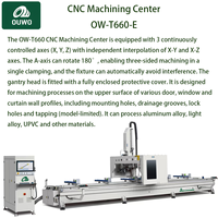 Centre d'usinage CNC 4 axes OUWO 7000 mm pour le perçage, le fraisage et le chanfreinage de profilés en aluminium robustes, machines pour la fabrication de fenêtres et de portes