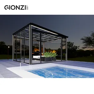 GIONZI sunrooms glass houses aluminium Aluminum Alloy winter garden glass sunroom