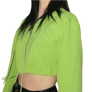Latest Style Solid Color Women Crop <b>Top</b> Hoodies Wholesale Customized Women Crop <b>Top</b> Hoodies - Product Image 4