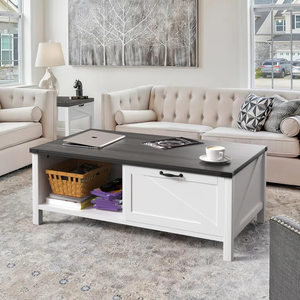 Farmhouse <strong>Furniture</strong> 3 Hidden Storage Compartments <strong>Smart</strong> Coffee Table Wood with Storage - Product Image 2
