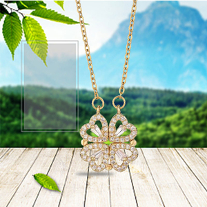 G750 Collane all'ingrosso: <span class=keywords><strong>Collana</strong></span> magnetica a doppio uso con cuore fortunato e <span class=keywords><strong>quadrifoglio</strong></span> pieghevole, con anello abbinato - Product Image 6