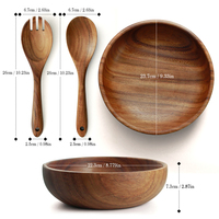 Bols à pâte en bois faits à la main YFWOOD Bol à soupe de nouilles à salade en bois de tailles multiples personnalisées