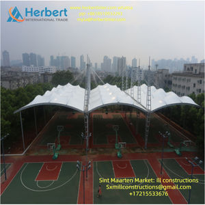 Struktur Kanopi Baja Membran Tahan Air PVC PTFE ETEF untuk Atap Stadion Luar Ruangan, Pengelasan, Pemotongan, Umur Pakai 70 Tahun, Standar AS Eropa - Product Image 2