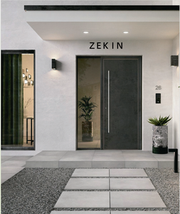 Puerta Interior de Aluminio Elegante Zekin, con Detalle de Cinta, Aislamiento Térmico, Marco Ancho de Alta Seguridad para Hotel o Villa - Product Image 1