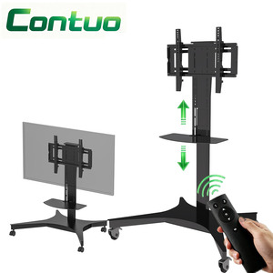 Supporto <span class=keywords><strong>TV</strong></span> da Pavimento Motorizzato Regolabile in Altezza, Carrello <span class=keywords><strong>TV</strong></span> Elettrico Pieghevole per Monitor di Grandi Dimensioni - Product Image 1