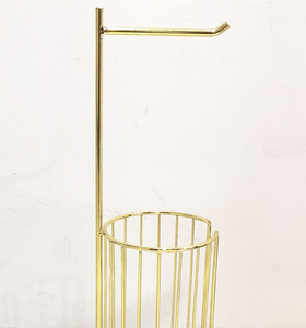 Modern Free-Standing Gold <strong>Metal</strong> Wire Storage <strong>Rack</strong> US Style Design Floor-Mounted <strong>Toilet</strong> Paper Roll Holder for Bathroom - Product Image 2