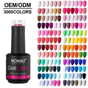 RONIKI prego profissional fornecedor fornecimento mais recente design uv levou gel unha polonês 3000 cores OEM private label livre design unhas caixas