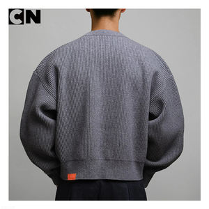 Suéter de Fábrica con Certificación BSCI, Logotipo Personalizado, Estampado Jacquard, Lana Merino y Cachemira, Suéter de Punto Gris Extra Grande para Hombre, Invierno - Product Image 3