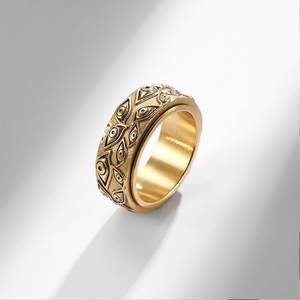 Anillos Giratorios de Acero Inoxidable 316L con Baño de Oro PVD de 14k y 18k, Resistentes al Agua y al Deslustre, de Buena Calidad, para Mujer - Product Image 2