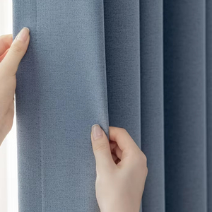 Kain tirai gelap tinggi biru Linen poliester mewah kustom untuk kamar tidur ruang tamu Hotel jendela - Product Image 1