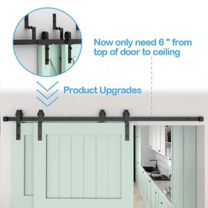 Porte de grange pliante en bois massif de haute qualité WEKIS, design moderne, noir mat, capacité de 200 lb, garantie de 3 ans, isolation acoustique latérale - Product Image 4