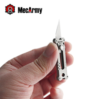 Couteau utilitaire miniature MecArmy EK12 argenté, porte-clés, lame réglable en acier inoxydable TC4 titane, outil de survie portable EDC