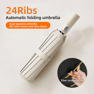 Parapluie coupe-vent à 3 plis, cadre en fibre de verre, 24 baleines, parapluie pliant automatique pour les jours ensoleillés et pluvieux - Product Image 1