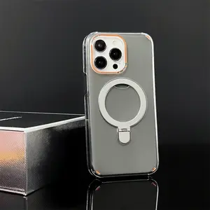 Simple And High-magnetic Removable Two-in-one Mobile Phone Case With Metal Bracket For Wireless Charging