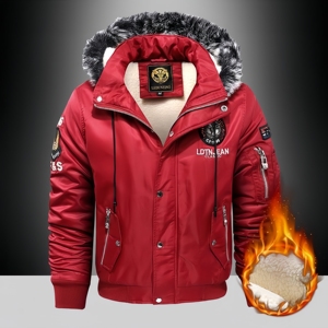 OEM Winter Unisex Cotton Thickened Hooded <b>Pilot</b> <b>Jacket</b> Youth Street Baseball Coat Soft Shell Fabric Geometric Hip Button Front - Product Image 3