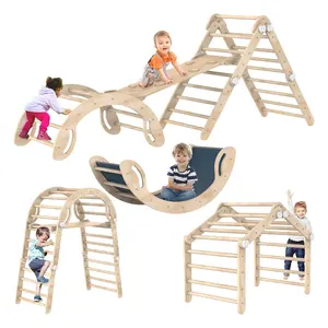 Triangle en bois grimpeur enfants rampe d'escalade toboggan pliable jouets d'escalade pour les tout-petits échelle de cadre d'escalade