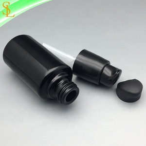 Flacone Airless <span class=keywords><strong>in</strong></span> Vetro Nero Ceramico da 30ml con Tappo Pompa Nero per Crema Viso/Olio Cosmetico - Product Image 5