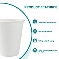 Gobelet jetable biodégradable en pulpe de bagasse de canne à sucre pour sauces, eau, café et boissons froides