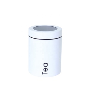 Ensemble de boîtes alimentaires rondes avec couvercle en métal, finition peinture poudrée, lot de 4 pièces, produits ménagers pour le rangement de la cuisine - Product Image 5