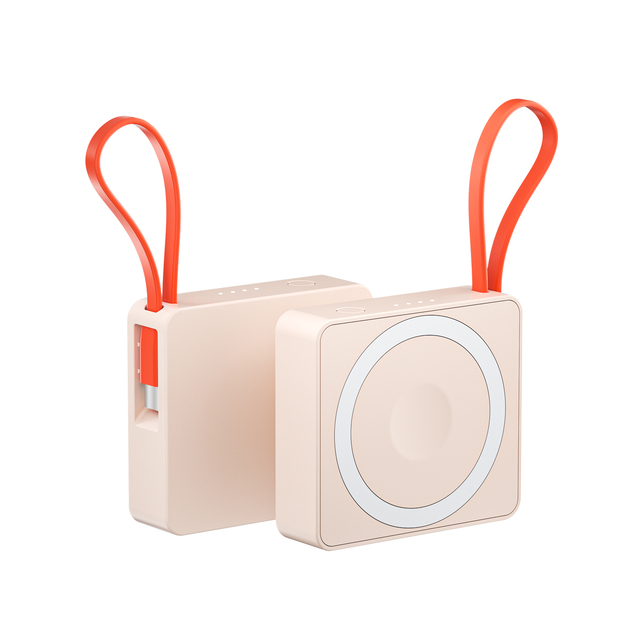 New 3-in-1 Magnetic Power Bank with Built-in Cable, 5000mAh Wireless Charger for Phone, Earphones, and Watch
