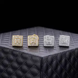 High Quality Custom Moissanite Earing Men 925 Sterling Silver Jewelry Zircon Gold Plated Stud Earrings For Men With Logo
