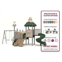 Structure de jeu multi-stations SageDelightRides ODM avec toboggan et balançoire pour enfants en LLDPE et acier galvanisé, modèle Town Square OEM