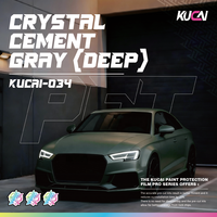 KUCAI 5*59FT Stiker Mobil Pelindung Cat Transparan PET Kristal Abu-abu (Dalam) Pembungkus Vinyl