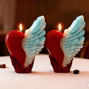 DM1255 mano che tiene il cuore a forma di mezza ala di forma di candela in <span class=keywords><strong>Silicone</strong></span> <span class=keywords><strong>stampi</strong></span> in resina per fusione di sapone di cera per aromaterapia candela stampo per decorazione - Product Image 4