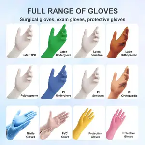 Hospital Disposable Medical Latex Exam Single-use Surgical Gloves Powdered