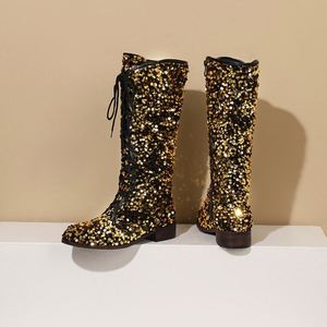 Stivali da <span class=keywords><strong>Donna</strong></span> a Metà Polpaccio Vendita all'Ingrosso 2023 Autunno Inverno Nuovissime Scarpe Moda con Paillettes <span class=keywords><strong>Blu</strong></span> Punta Tonda Tacco Basso Stivali da <span class=keywords><strong>Donna</strong></span> - Product Image 6