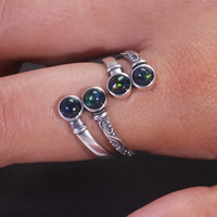Bague en opale naturelle pour femme, en argent sterling S925 véritable, style vintage, type ouvert, bijou féminin charmant