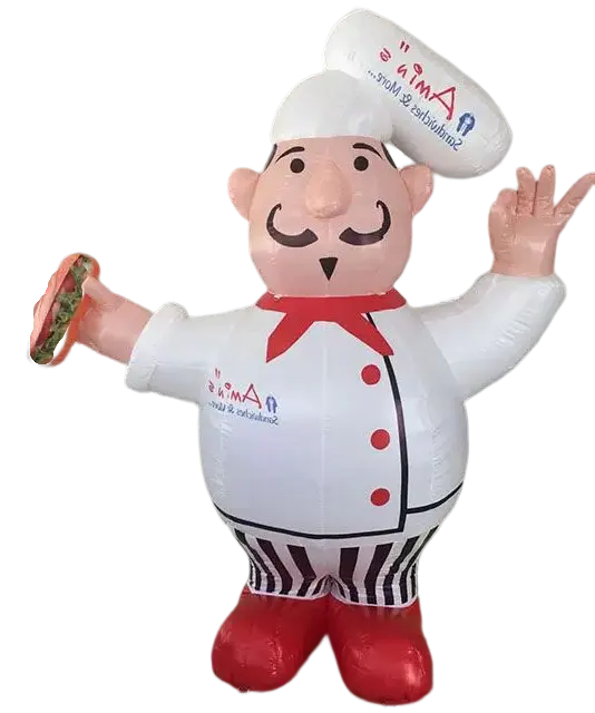BOYI Carnival Advertising Inflatable Chef Cartoon Inflatable Cook Man Cartoon with hot dog BY789