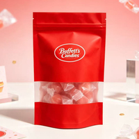 Pochette à fermeture éclair rouge personnalisée avec fenêtre transparente, sac d'emballage en aluminium pour bonbons, friandises et snacks