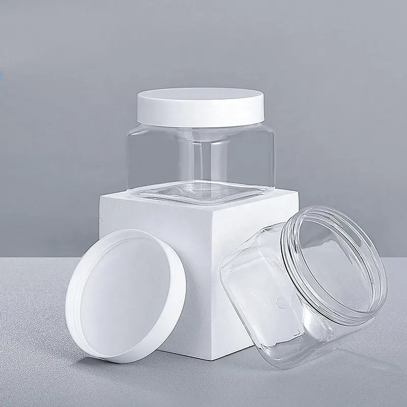 LZ Pack Stock 100pcs 150ml 5.3oz PET Cosmetic Jars Square White Body Scrub Container With Lids