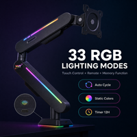 Nuovo Arrivo: Braccio per Monitor da Gaming RGB con 33 Modalità, Supporto per Monitor con Molla a Gas Resistente per Configurazioni Gaming