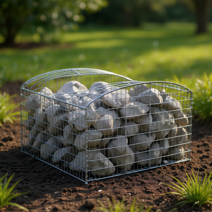 Cesto Gabion Arrotondato 78.7x11.8x31.5 Pollici in Ferro Zincato per Decorazione Esterna Giardino Stile Semplice - Product Image 2