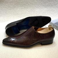 Chaussures habillées F510-MC603 de luxe en cuir véritable pour hommes, mocassins à enfiler en cuir de vachette gaufré, style Oxford, pour affaires et occasions formelles