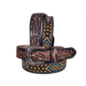 B S International Cuir de vachette tressé massif vintage très demandé, avec ardillon en acier, écologique, largeur 38 cm, longueur 138 cm, personnalisable - Product Image 4