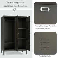 Armoire de rangement en acier vintage industrielle à 4 portes verrouillable avec finition foncée, armoire pour vêtements, bureau à domicile