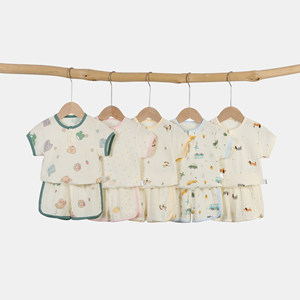 Conjunto de Verano de <span class=keywords><strong>Dos</strong></span> Piezas para Bebés, Niños y Niñas, Camiseta de Manga Corta y Pantalones Cortos, 100% Algodón, Estilo Delgado, Lindo Estampado Animal - Product Image 1