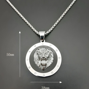 Hip-hop Fashion Stainless Steel 18K Gold-plated <strong>lion</strong> Head <strong>Pendant</strong>, Elegant and Personalized Necklace, Birthday Gift - Product Image 3
