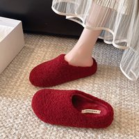 Pantoufles en fourrure en gros d'usine, logo personnalisé, pantoufles chaudes d'automne et d'hiver, vêtements d'extérieur pour femmes, pantoufles en coton, OEM ODM