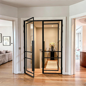 Modèles les plus populaires de portes françaises en acier et fer à double vitrage pour entrée résidentielle et accès au balcon - Product Image 4