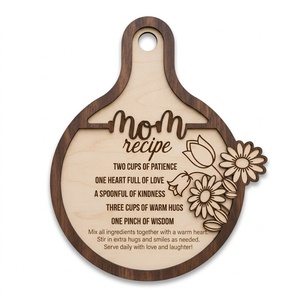 Ornements de cuisine créatifs en bois à suspendre, thème 'Recette de maman', pour la fête des Mères, artisanat transfrontalier, vente en gros - Product Image 5