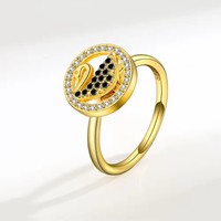 Bague anti-stress rotative ajustable en argent sterling 925 plaqué or 18 carats pour femme
