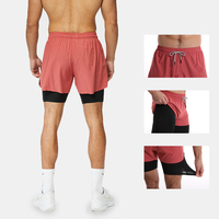 Shorts de sport pour homme à taille élastique, double couche 2-en-1, design fendu avec poche intérieure, séchage rapide