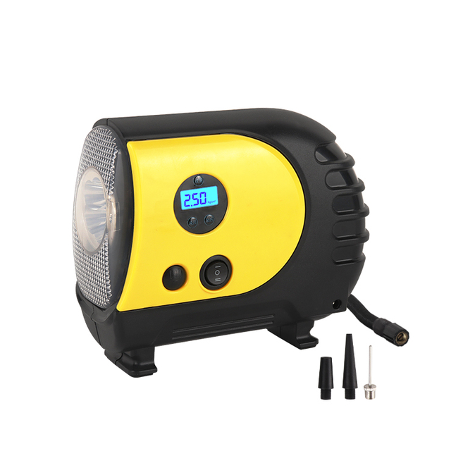 12V Portable Digital Pressure Gauge Car Tire Inflator with Emergency Light Tire Pressure Monitor & Automatic Shut off
